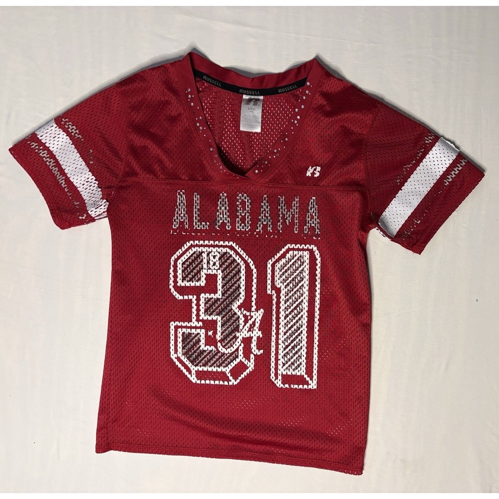 Rawlings Alabama Crimson Tide Football Jersey Girls Size Small Red Bedazzled
